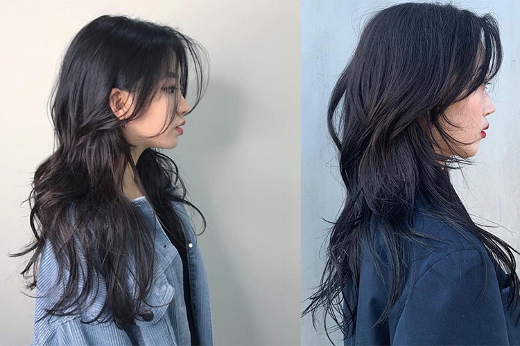 kiểu tóc đuôi sói nữ dài với các lớp tỉa phóng khoáng