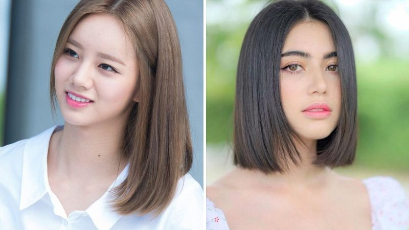 Kiểu tóc duỗi thẳng ngang vai không mái, tôn lên vẻ đẹp hiện đại
