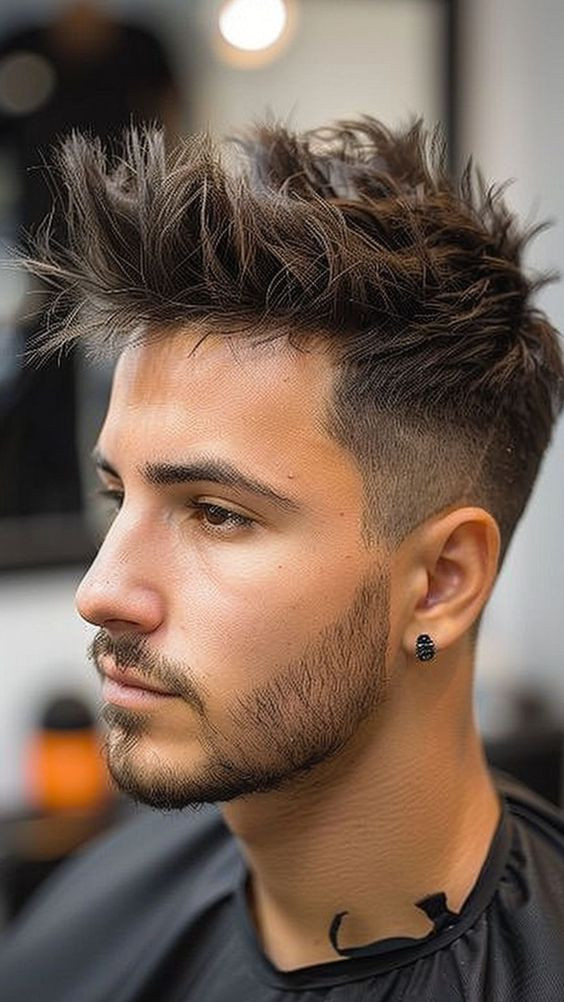 Kiểu tóc Faux Hawk cổ điển với tông màu nâu