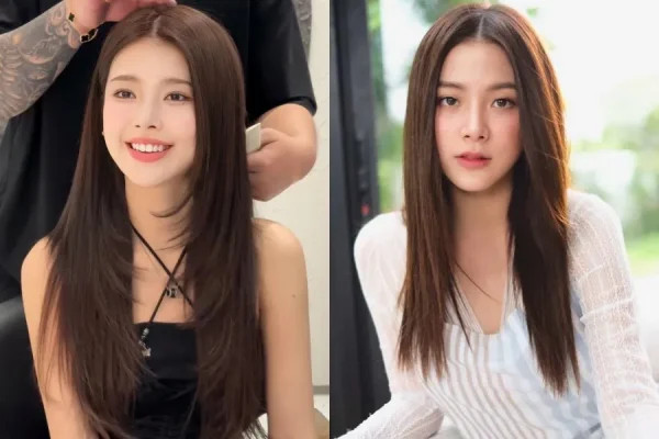 Kiểu tóc layer nữ dài thẳng không mái