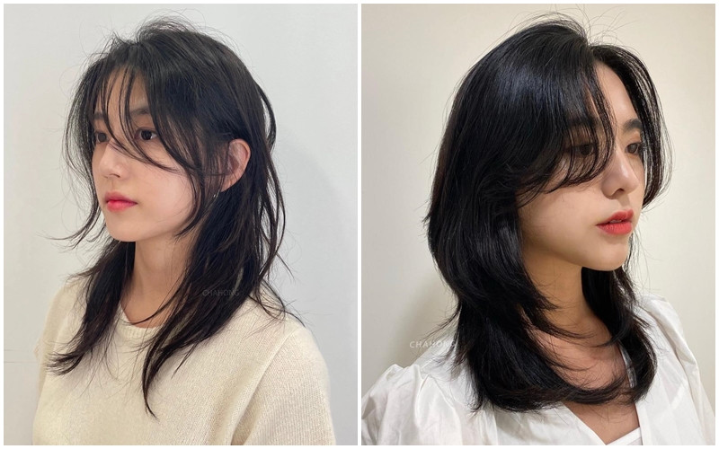 Kiểu tóc layer uốn cụp đuôi