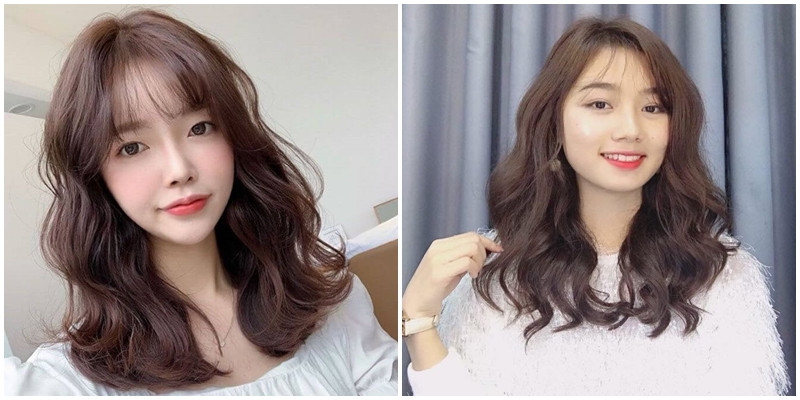 Kiểu tóc layer uốn xoăn gợn sóng ngang vai