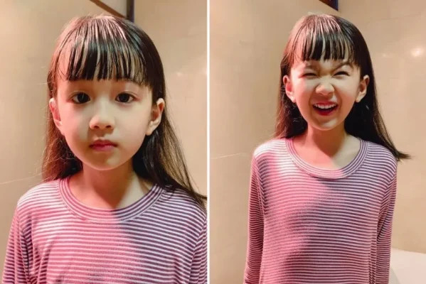 Kiểu tóc mái bằng kết hợp với tóc dài, tạo vẻ dịu dàng