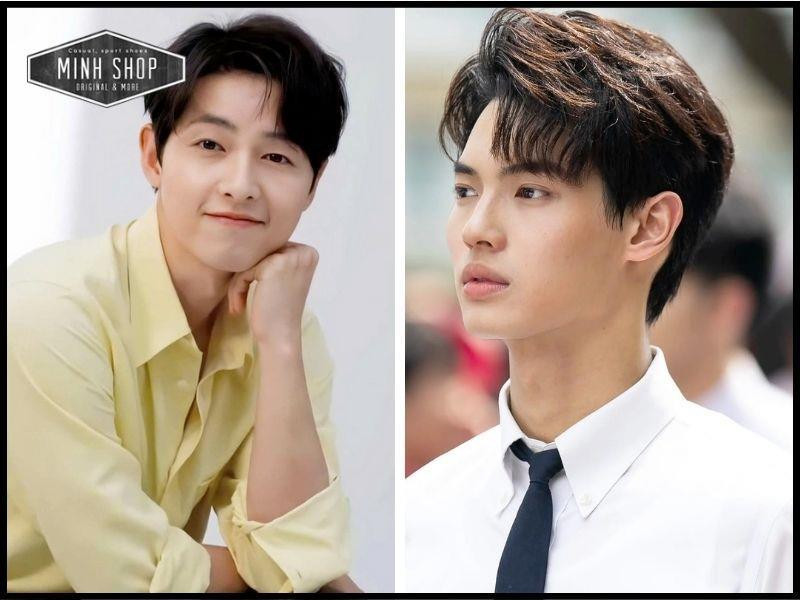 Kiểu tóc mái lệch uốn phồng cho nam trán cao