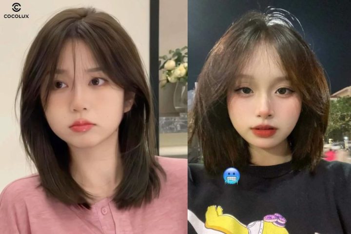 Kiểu tóc mái thưa layer nhẹ nhàng che trán cao