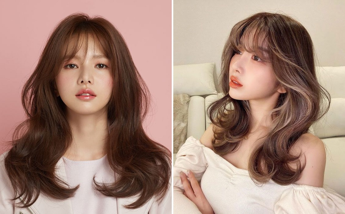 Kiểu tóc mái xéo giúp cân đối lại các đặc điểm trên khuôn mặt tròn to, tạo vẻ thanh thoát