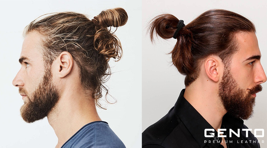 Kiểu tóc manbun nam classic đơn giản, búi thấp phía sau gáy, mang lại vẻ lịch lãm.