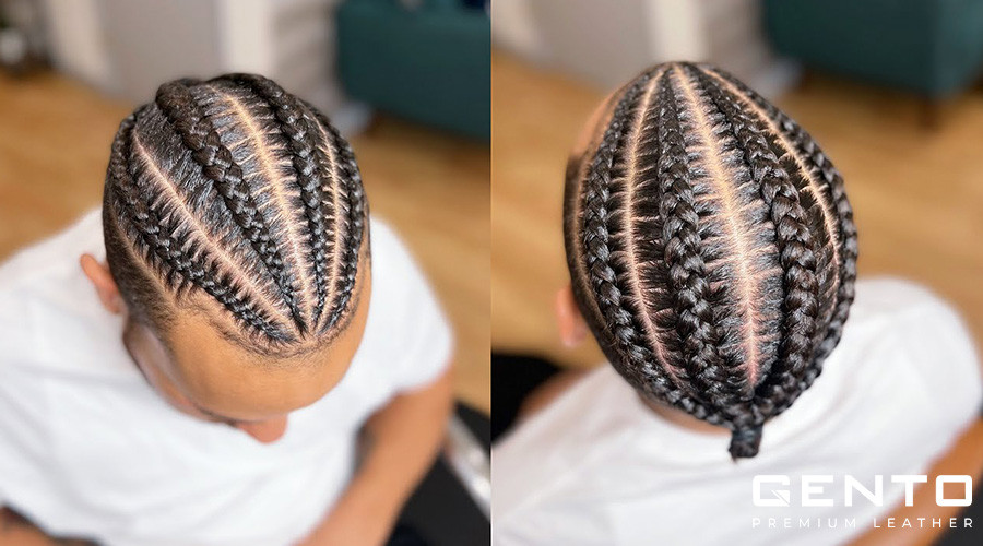 Kiểu tóc manbun nam tết bện (braids), mang đến vẻ ngoài cá tính và mạnh mẽ.