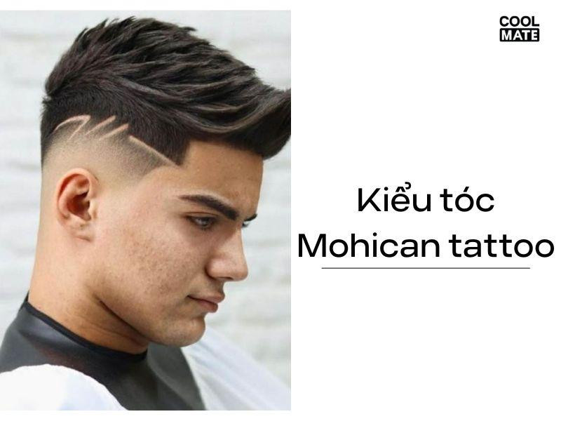 Kiểu tóc Mohican tattoo cá tính với họa tiết độc đáo, phù hợp mặt tròn