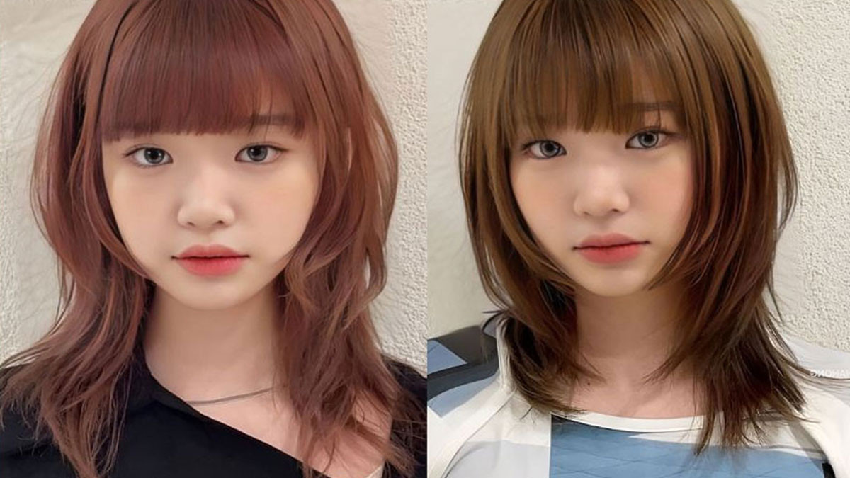 Kiểu tóc mullet đuôi sói nữ kết hợp mái ngố, giúp che khuyết điểm trán cao một cách tinh tế