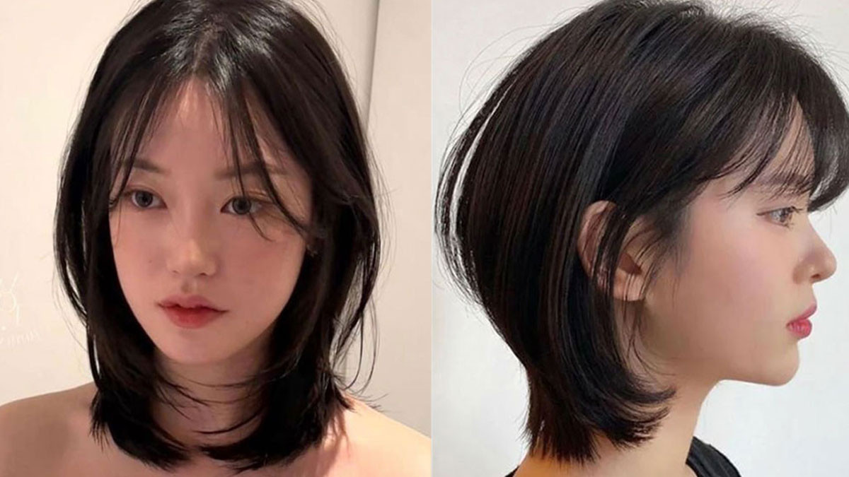 Kiểu tóc mullet đuôi sói nữ uốn cụp chữ C ở phần đuôi, tạo cảm giác thanh lịch và duyên dáng