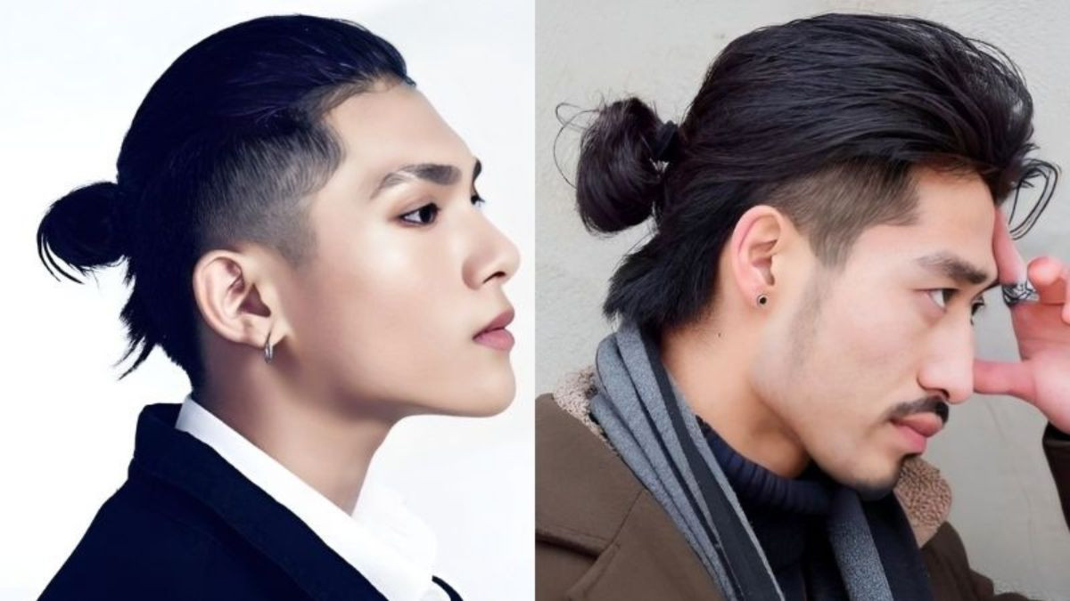 Kiểu tóc nam buộc đẹp nửa búi năng động