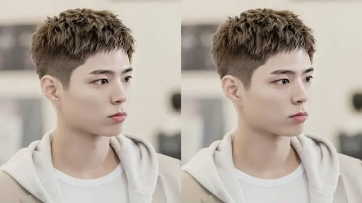 Kiểu tóc nam layer bung ngắn kết hợp tông màu nâu khói thời thượng