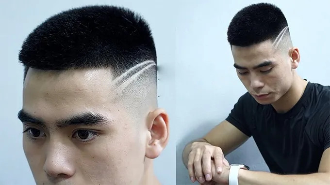 Kiểu tóc nam lính thủy đánh bộ kẻ line độc đáo