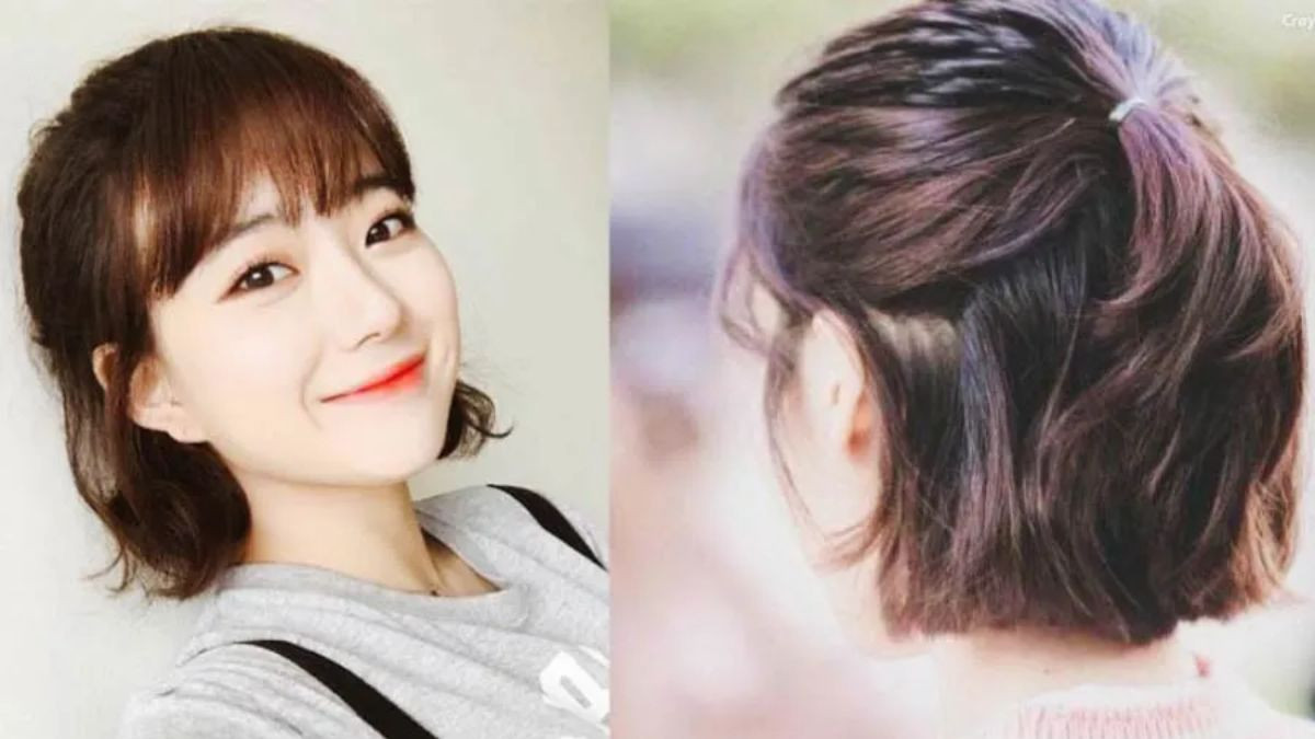 Kiểu tóc ngắn buộc đuôi phá cách cho cô nàng mặt tròn