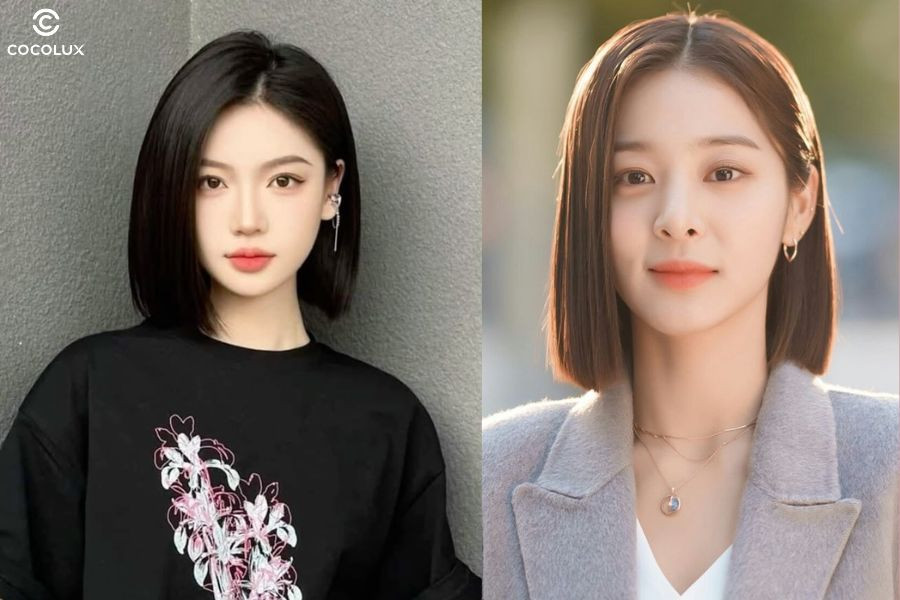 Kiểu tóc ngắn đẹp 2025 blunt bob cá tính, hiện đại với đường cắt thẳng dứt khoát