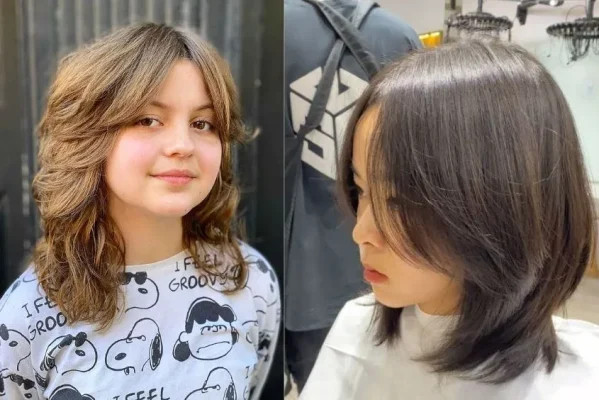 Kiểu tóc ngắn uốn cụp duyên dáng cho bé gái 10 tuổi mặt tròn