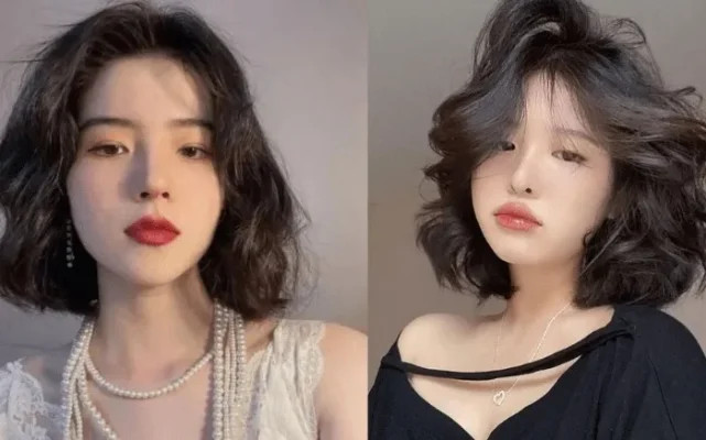 Kiểu tóc ngắn uốn layer phong cách Hàn Quốc với màu nâu trà sữa