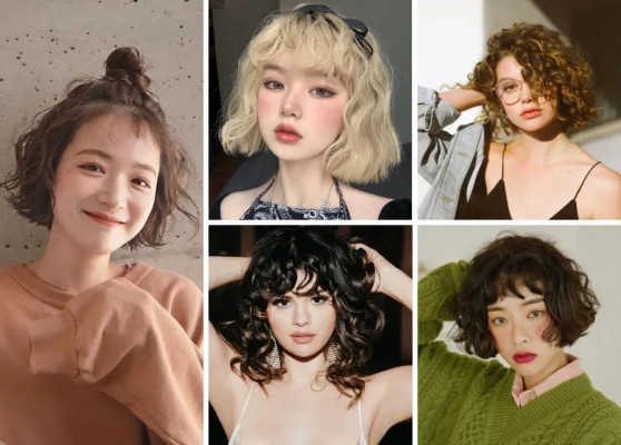 Kiểu tóc ngắn xoăn tít cá tính cho người mặt gầy