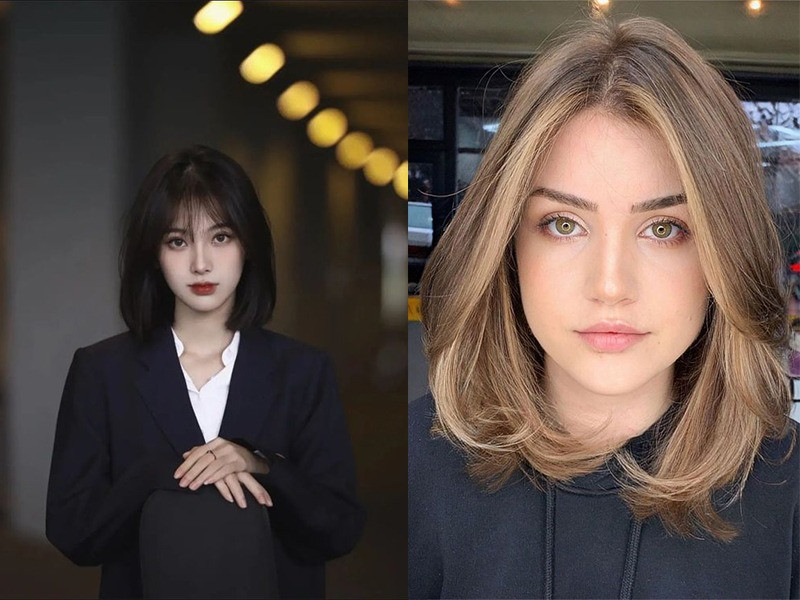 Kiểu tóc ngang vai duỗi thẳng suôn mượt cho mặt trái xoan