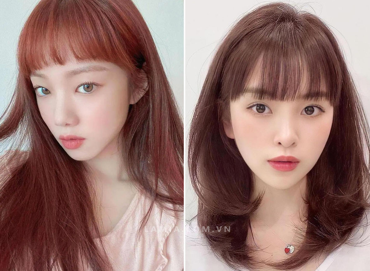 Kiểu tóc pixie (tém) mái ngố đáng yêu che đi vầng trán cao cho nữ mặt dài.