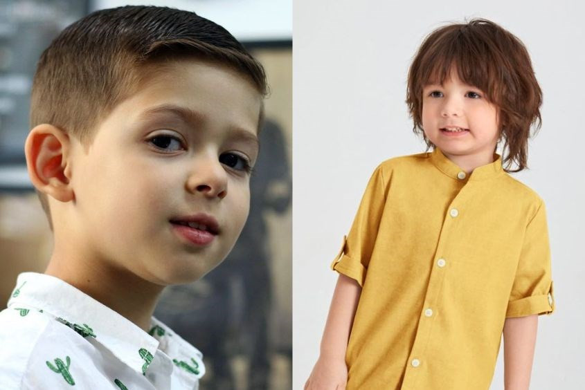 Kiểu tóc Side Part lịch lãm cho bé trai mặt dài 4 tuổi, mang lại vẻ điển trai và sự cân bằng cho khuôn mặt.
