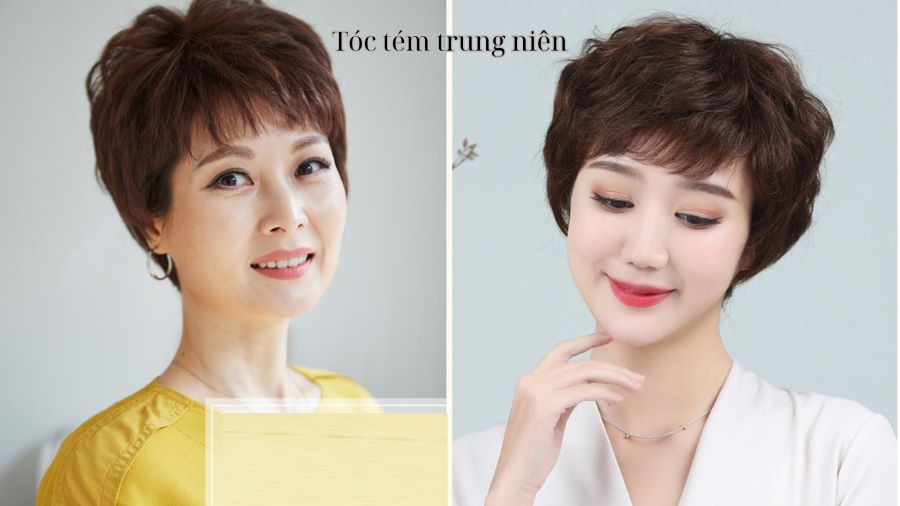 Kiểu tóc tém uốn xoăn nhẹ cho phụ nữ trung niên, trẻ hóa và sang trọng