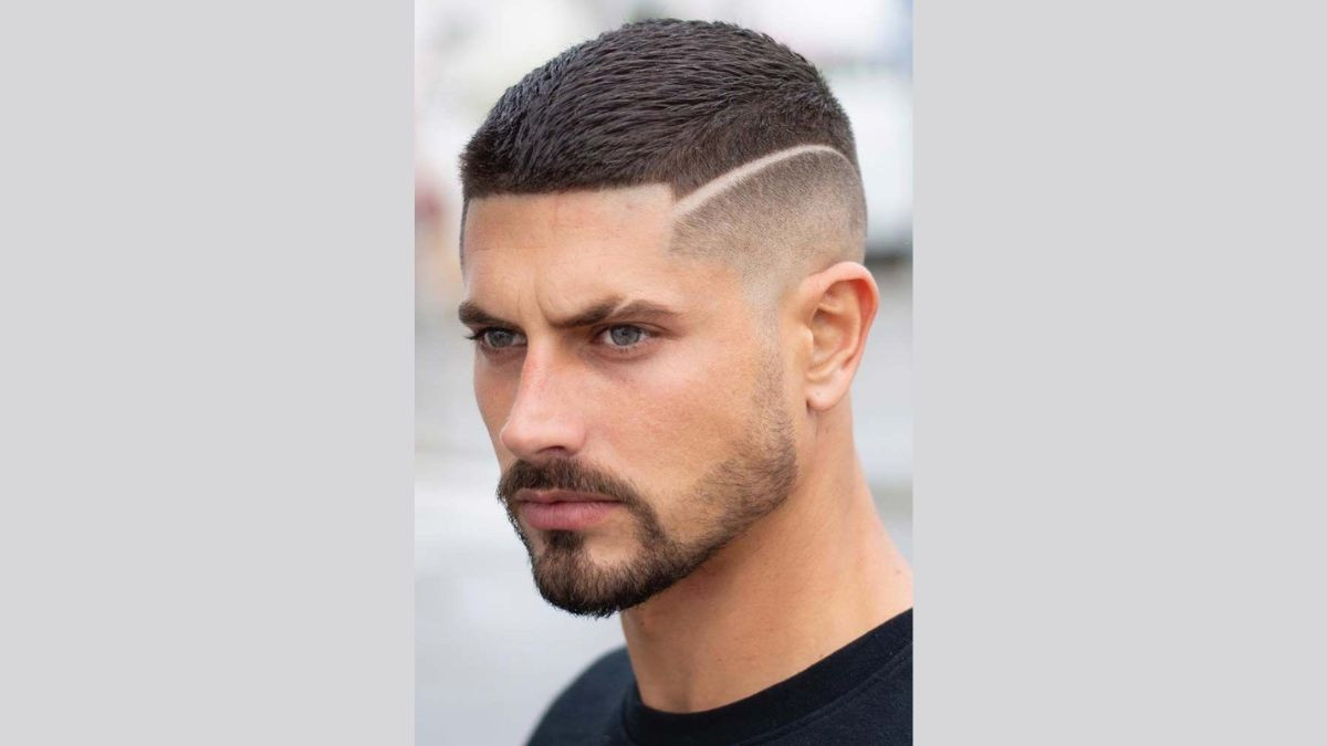 Kiểu tóc Temple Fade Buzzcut kết hợp râu quai nón