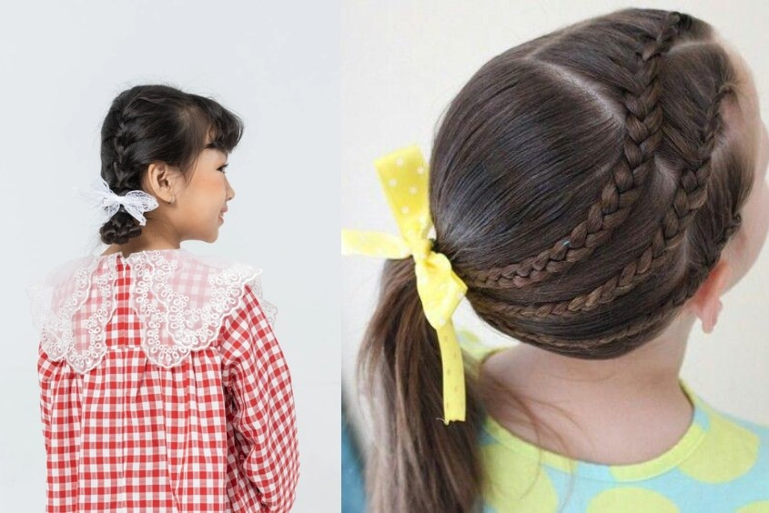Kiểu tóc tết điệu đà trên mái tóc dài của bé gái 10 tuổi