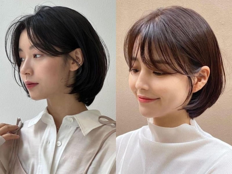 Kiểu tóc thẳng ngang cằm kèm mái