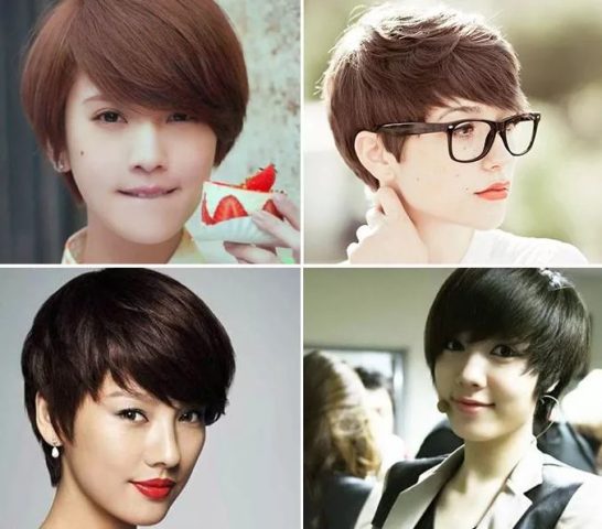 Kiểu tóc tomboy nữ Hàn Quốc mái chéo thời thượng, gương mặt thanh thoát.