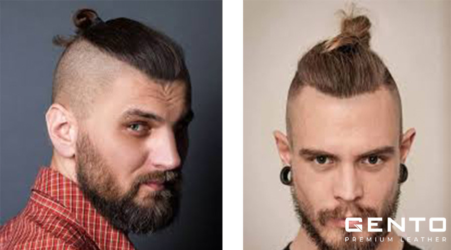 Kiểu tóc top knot manbun nam với hai bên cạo sát, tạo vẻ ngoài mạnh mẽ, nổi loạn.
