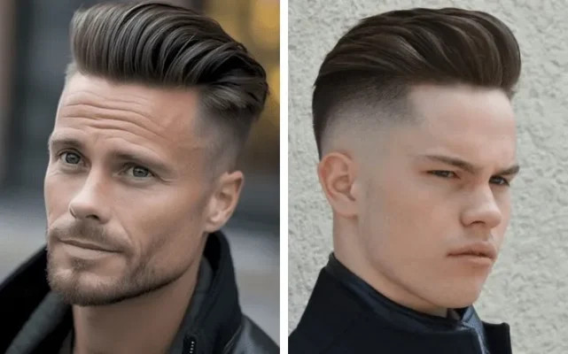 Kiểu tóc undercut cổ điển với phần đỉnh tóc màu xám bạc được chải gọn gàng