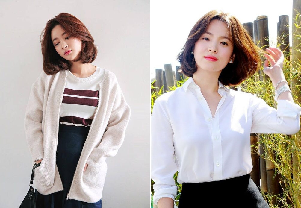 kiểu tóc uốn chữ C cho mặt tròn