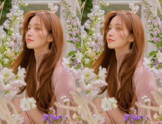 kiểu tóc uốn đuôi tỉa tầng ngang lưng màu nâu hạt dẻ trẻ trung