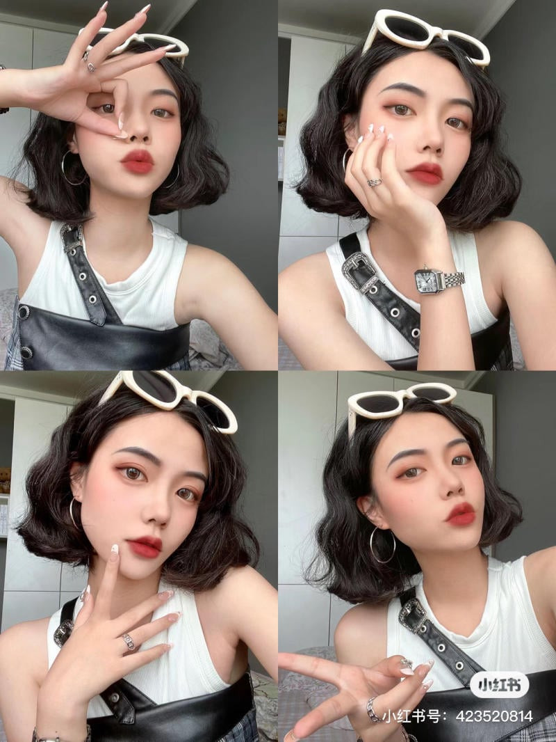 Kiểu tóc uốn ngắn đẹp cho nữ xoăn sóng cá tính