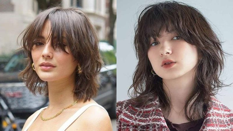 Kiểu tóc wolfcut nữ nhuộm màu trầm