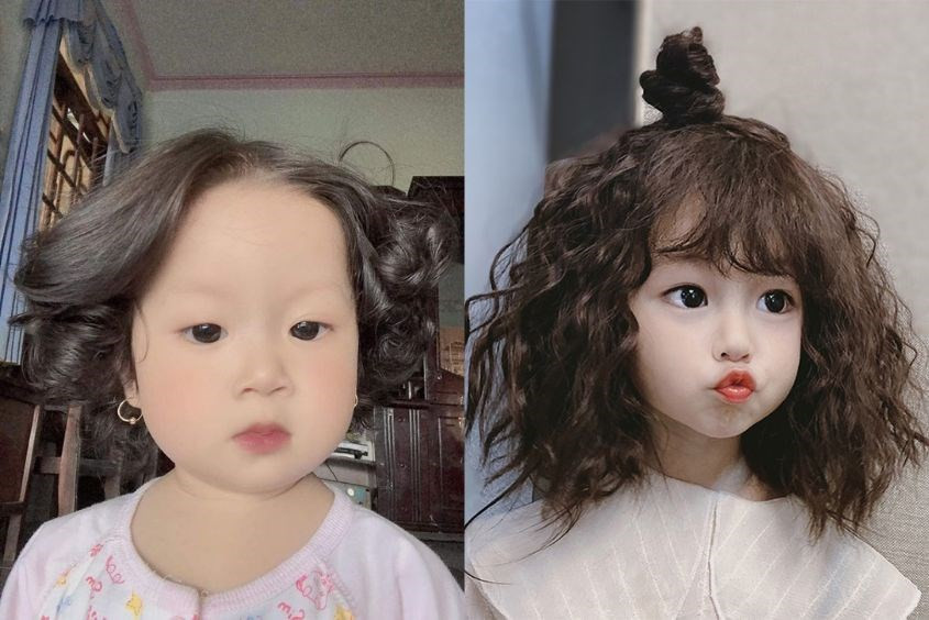 kiểu tóc xoăn lọn nhỏ cá tính cho bé gái