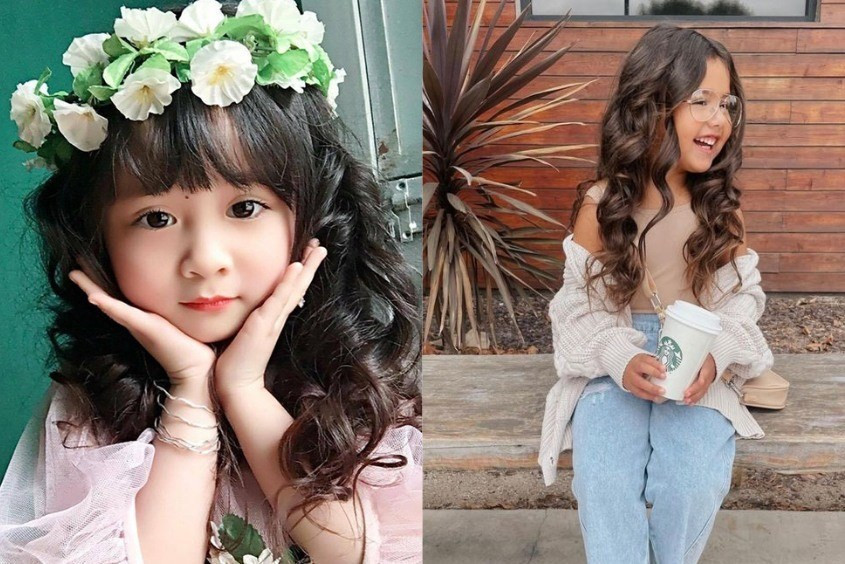 kiểu tóc xoăn lọn to dài sang chảnh cho bé gái