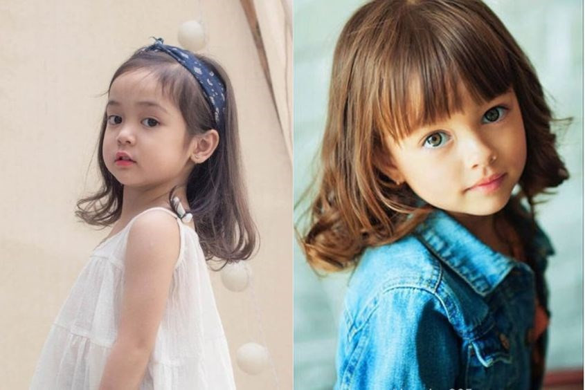 kiểu tóc xoăn ngang vai dịu dàng cho bé