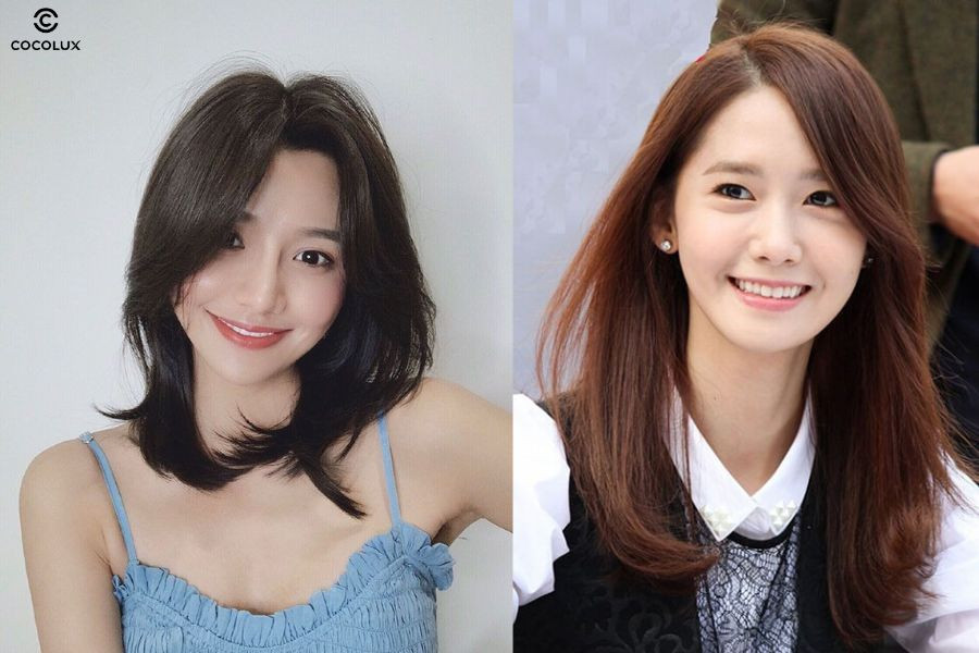 Mái dài chéo tỉa mỏng ôm mặt giúp tôn nét dịu dàng và làm thon gọn gương mặt hiệu quả