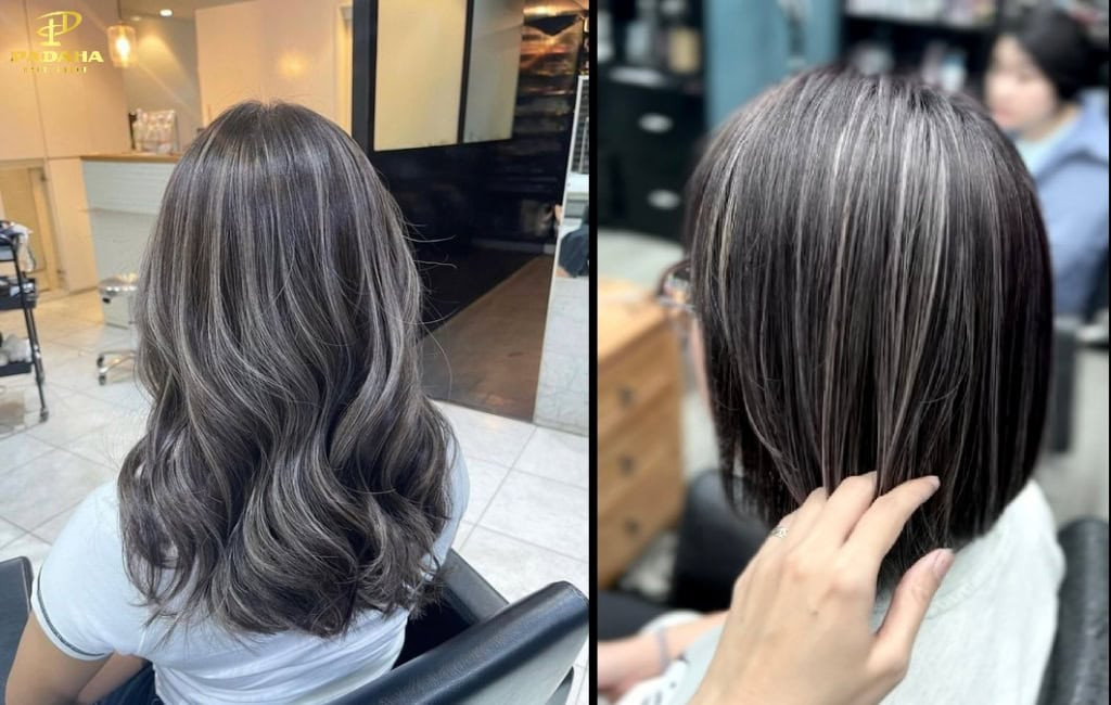 Mái tóc bạc được thêm highlight tinh tế, tạo điểm nhấn