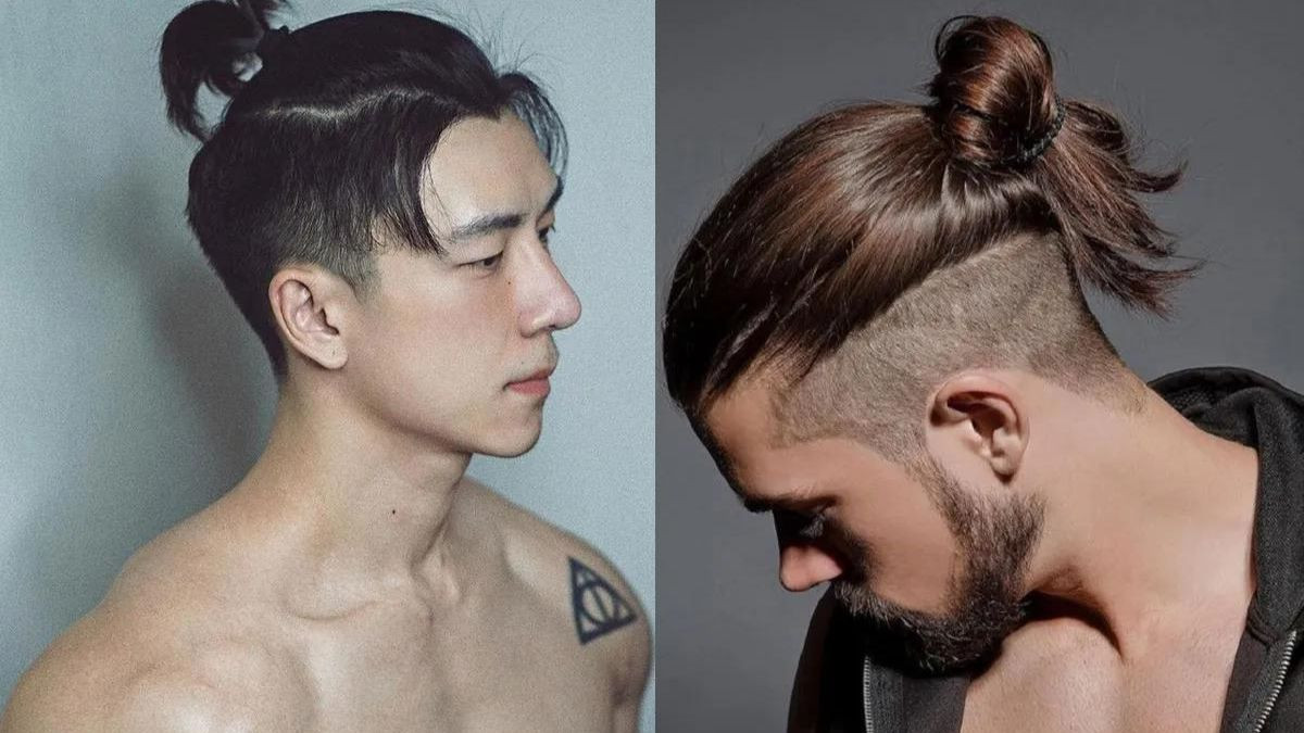 Mái tóc buộc nam chỏm phong cách