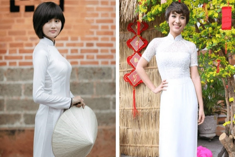 Mái tóc tém cá tính mang đến làn gió mới cho trang phục áo dài