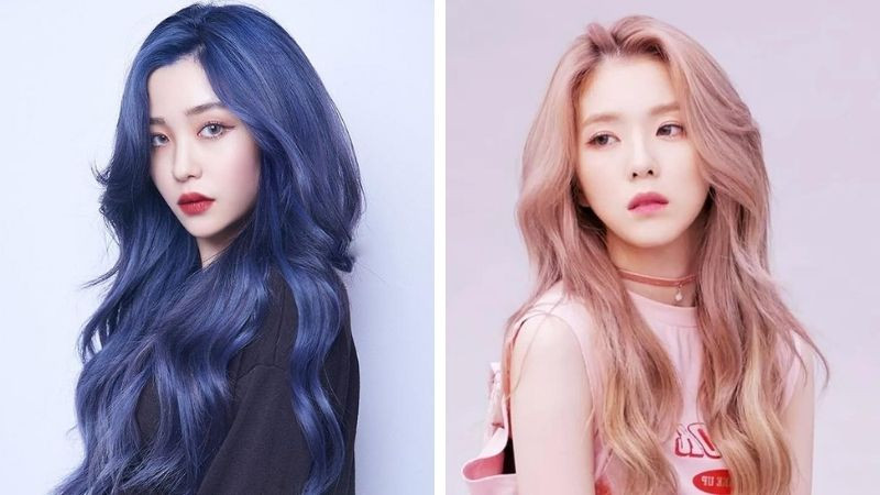 Mái tóc uốn nhẹ nhuộm tông màu sáng trendy, thể hiện phong cách sành điệu