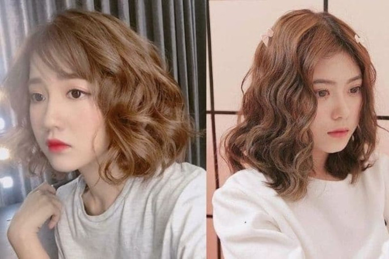 Mẫu kiểu tóc ngắn layer đẹp uốn sóng bồng bềnh, tạo vẻ cuốn hút và che khuyết điểm gương mặt