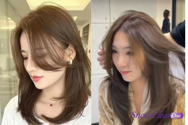 Mẫu tóc layer lỡ nhuộm màu nâu vàng sáng, trẻ trung