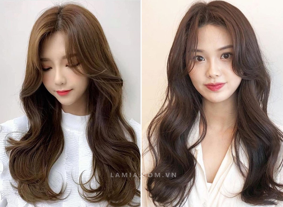 Mẫu tóc mullet layer dài uốn gợn sóng quyến rũ
