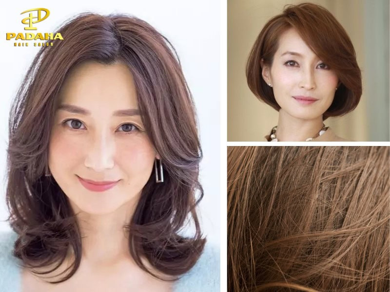 Màu tóc nâu trầm cho phụ nữ trung niên