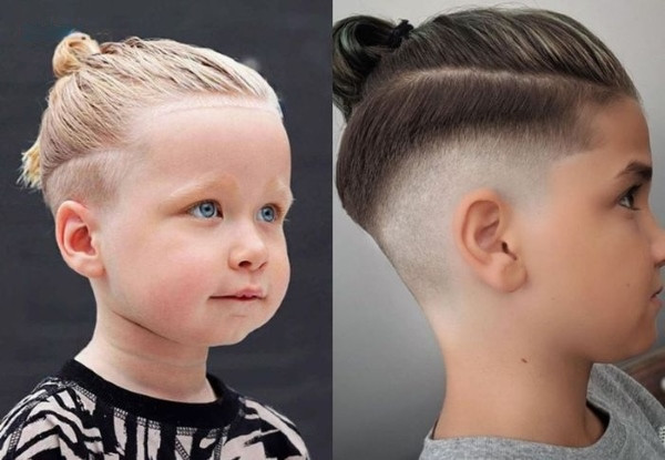Mẫu tóc ngắn cho bé trai Man Bun búi gọn cá tính